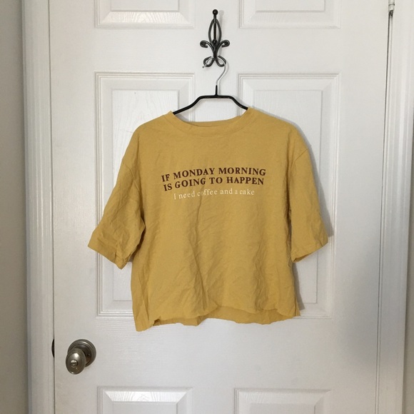 SOLD❗️2/$10 Mustard word Tee - Picture 1 of 2
